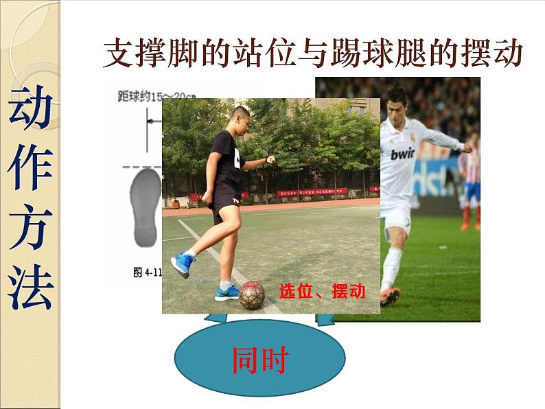 人教版七年级体育 3.1足球 脚背正面、内侧踢球 课件第6页