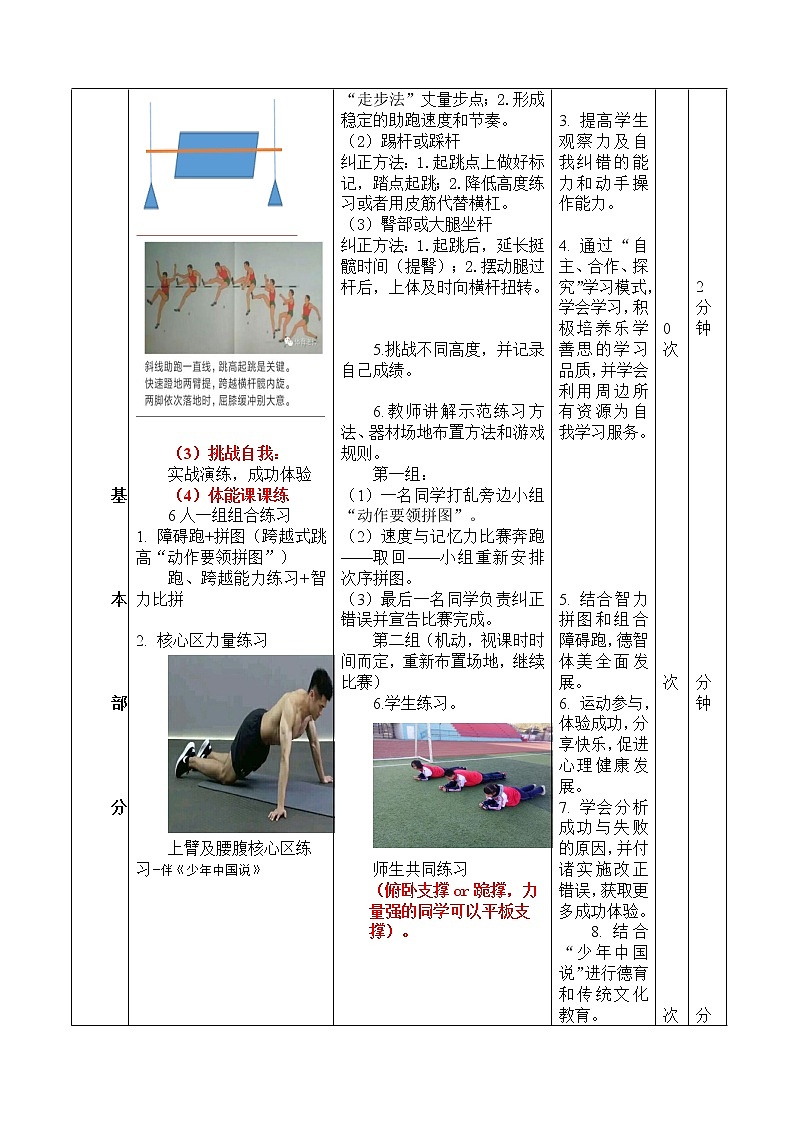 华东师大版七年级体育与健康 2.2田径类运动的注意事项以“跨越式跳高”为例  教案第3页