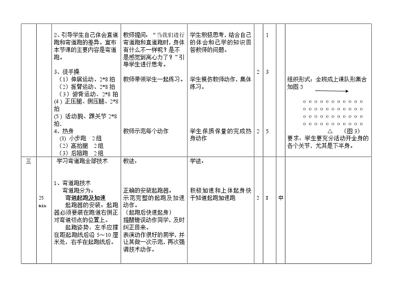 初三年级体育田径技术课--弯道跑教案02