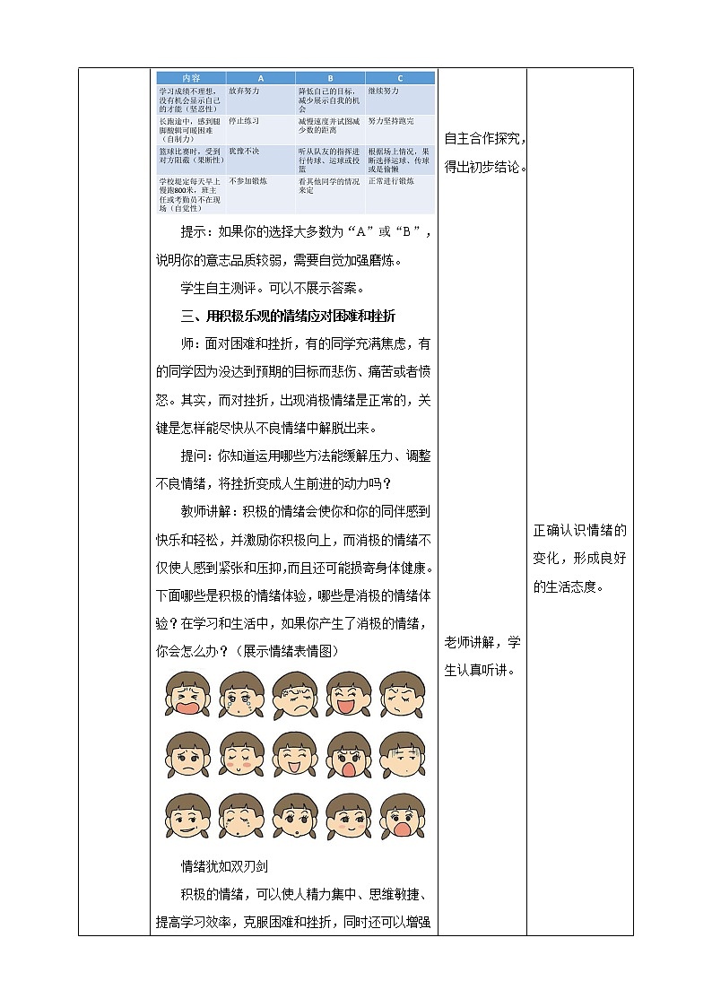 人教版七年级全一册体育  第一章《体育与健康理论知识》  第5课时 勇敢面对挫折和困难（课件+教案）03