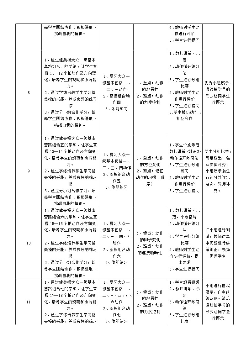 健美操大单元计划、教学计划03