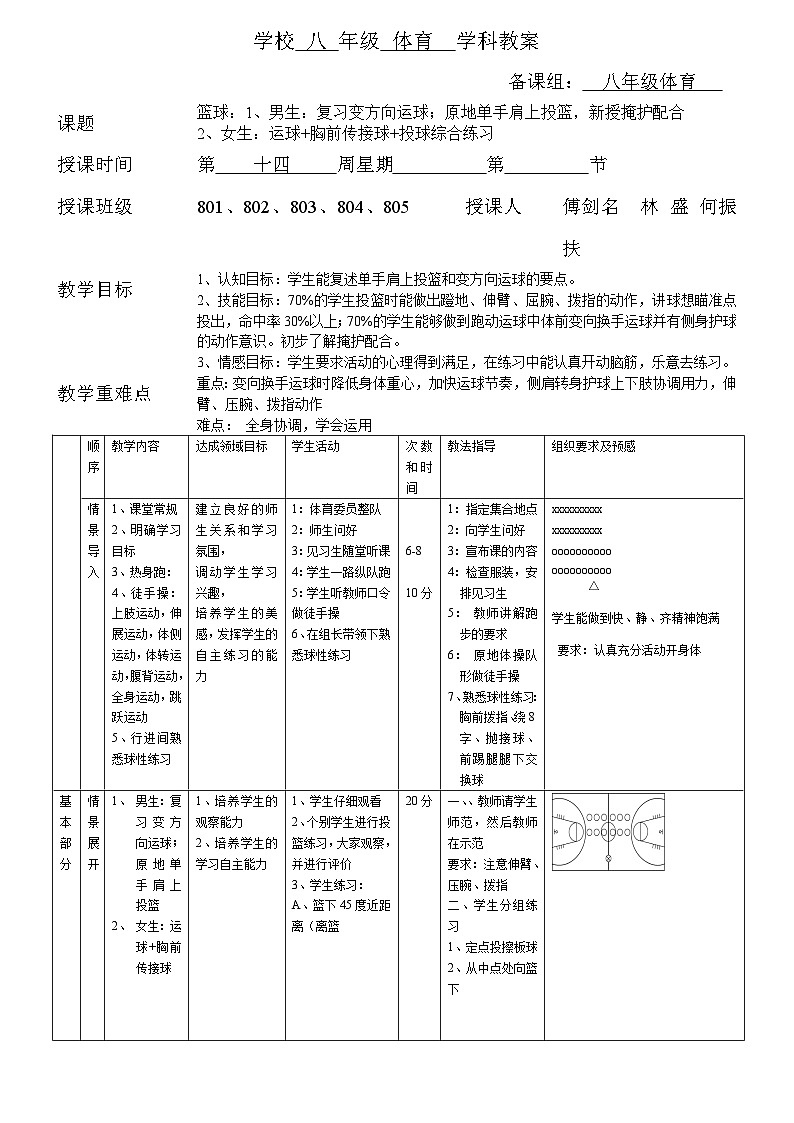 篮球单手肩上投篮 教学设计01