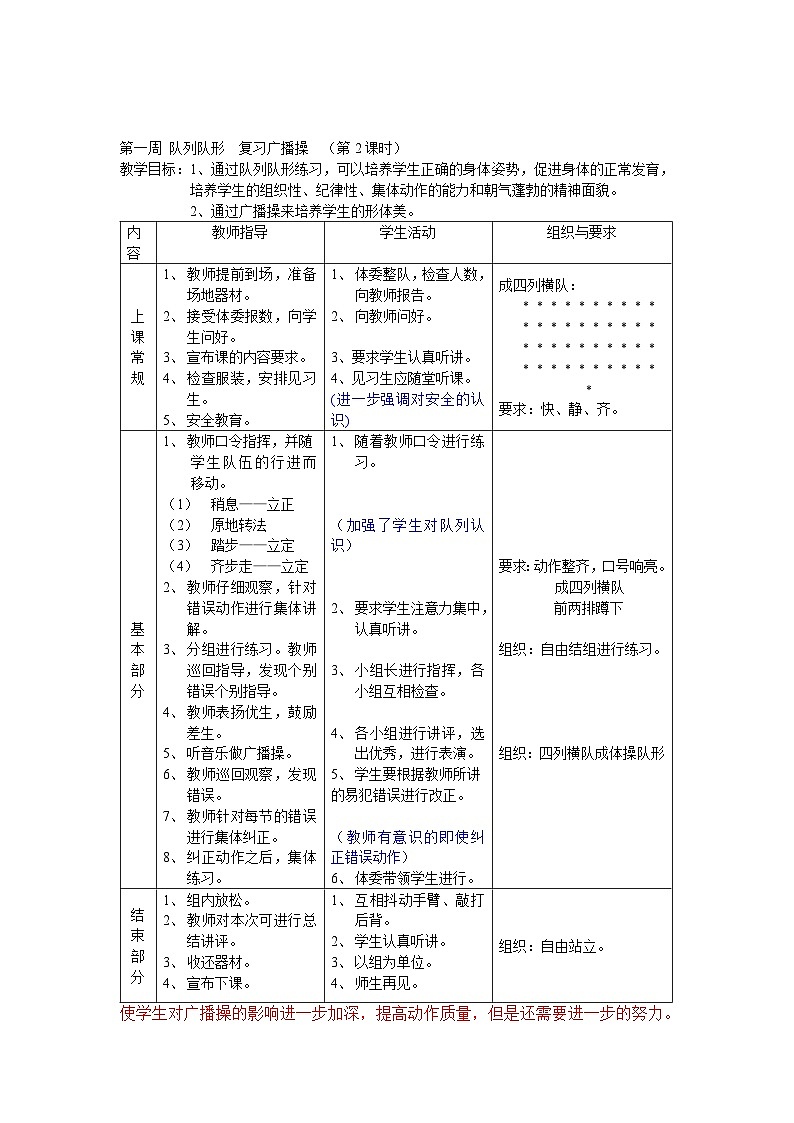 人教版初中八年级体育课教案全集教案第2页
