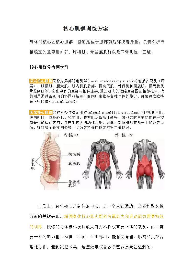 初中体育与健康核心肌群训练讲义教案01