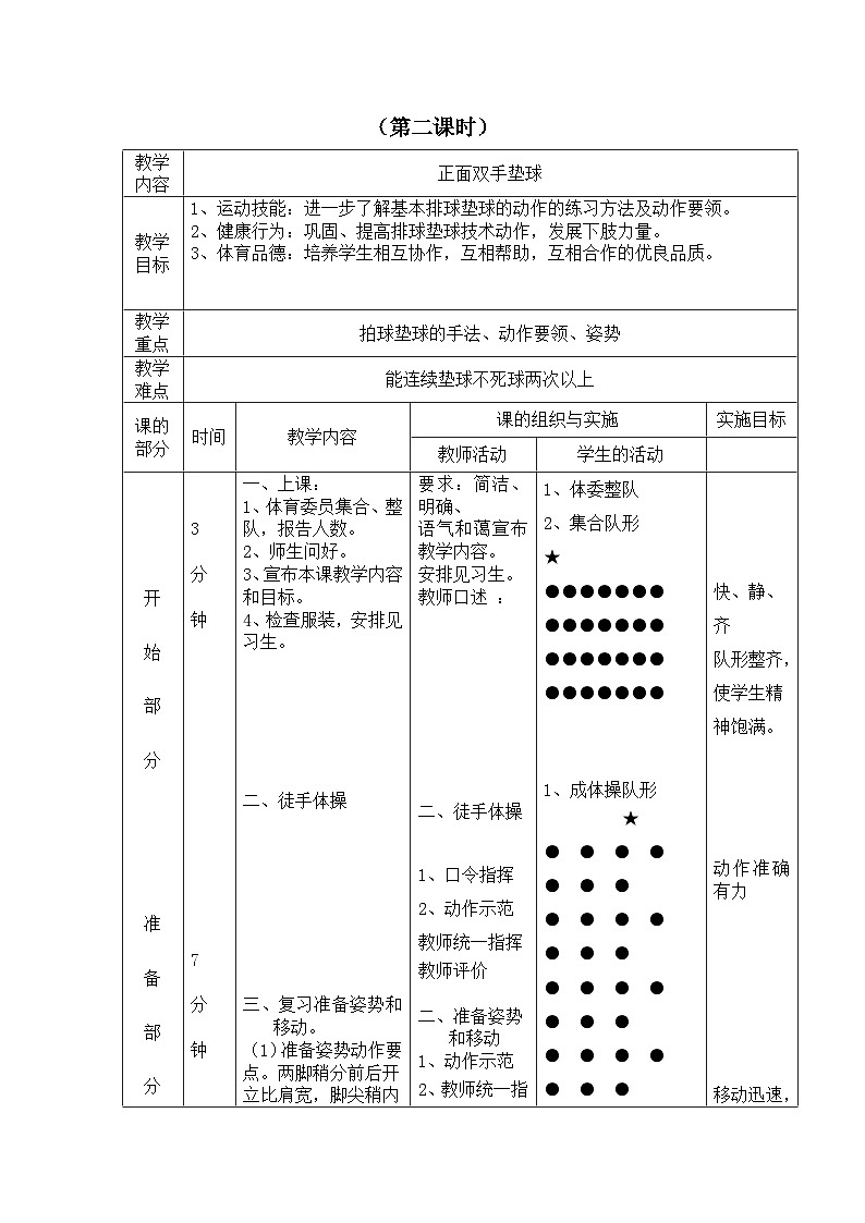 初中体育与健康 人教版 八年级 排球课教案03