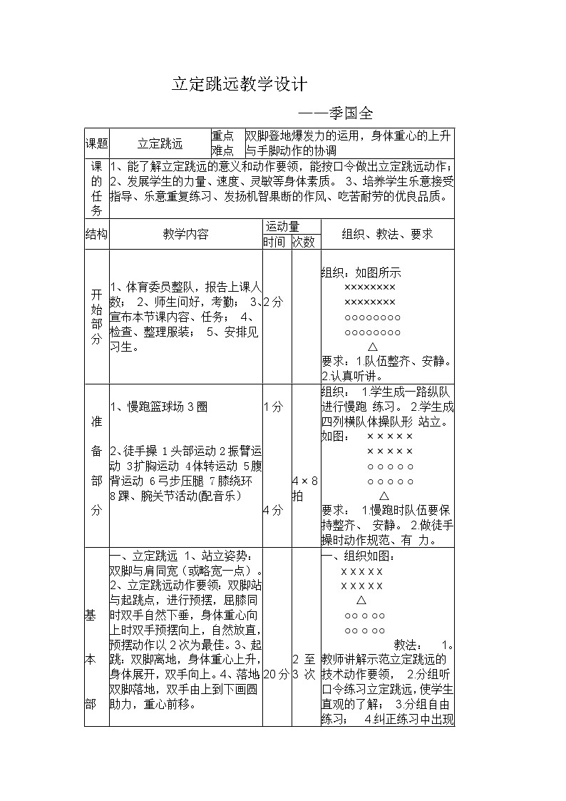 科学版，体育与健康，七年级全一册，立定跳远教学设计第1页