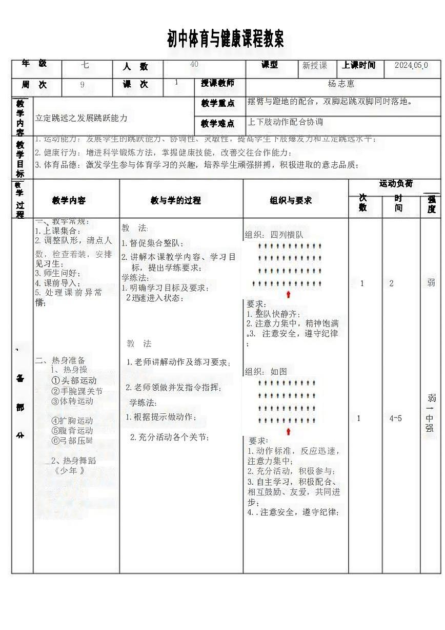 科学版体育七年级全一册《立定跳远之发展跳跃能力》教案第1页