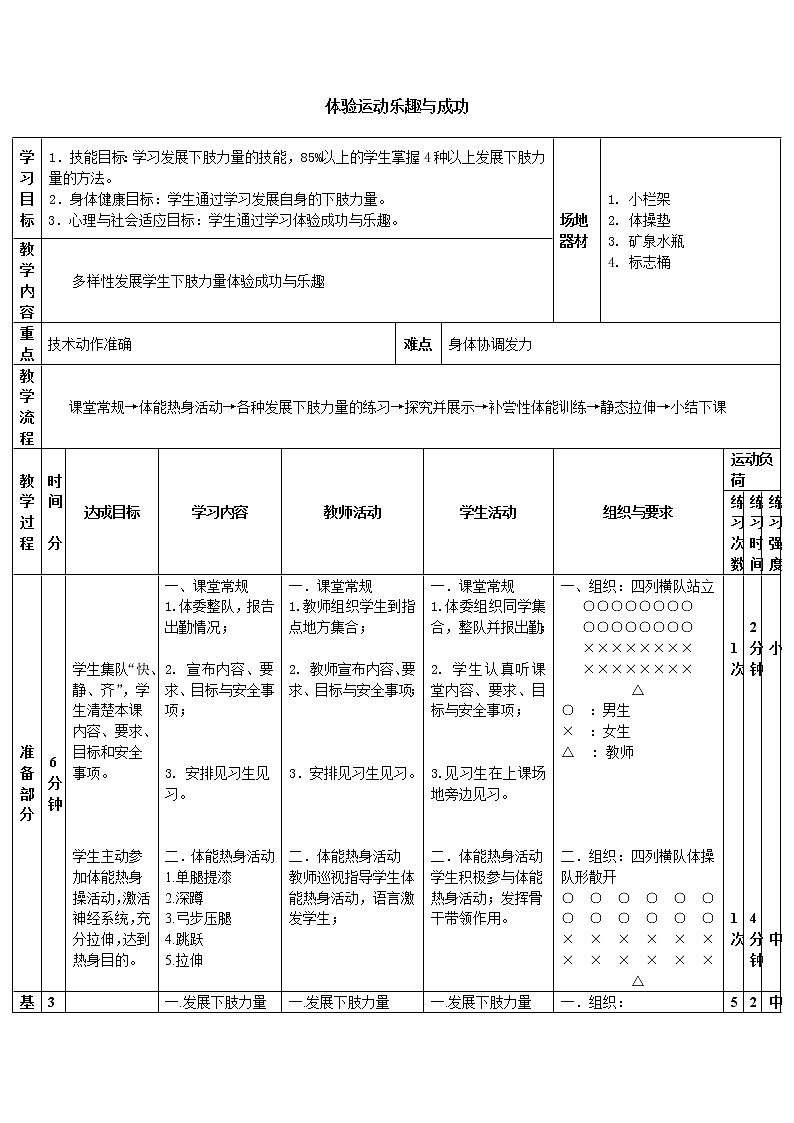 华东师大版体育与健康八年级全册1.2体验运动乐趣与成功 教案第1页