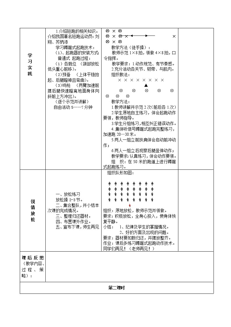 蹲踞式起跑技术 八年级体育与健康教学设计全一册第2页
