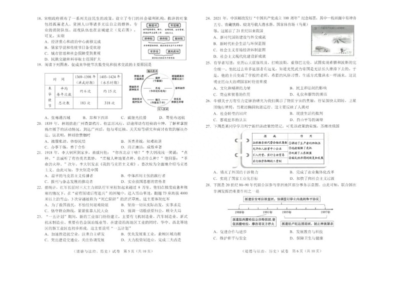 湖北省武汉市2023年中考道法、历史试卷（含答案）03