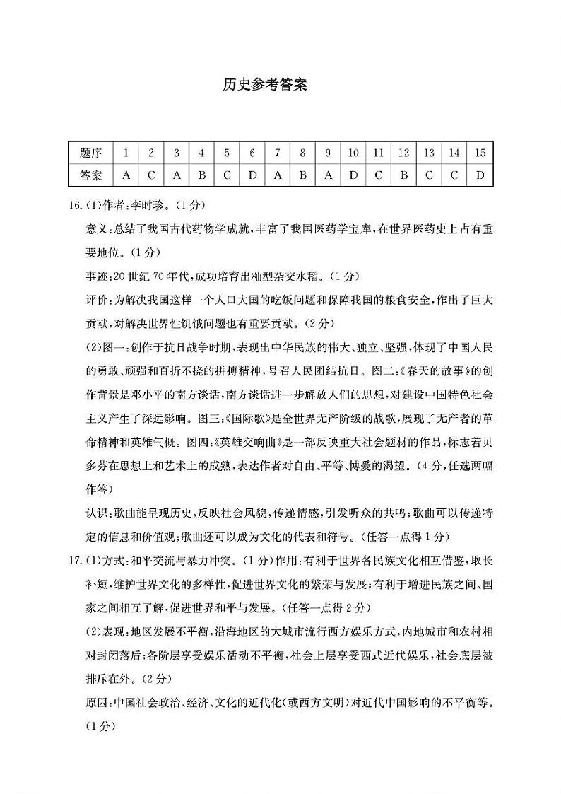 山西省忻州市保德县多校2024年中考第三次模拟文综试卷01