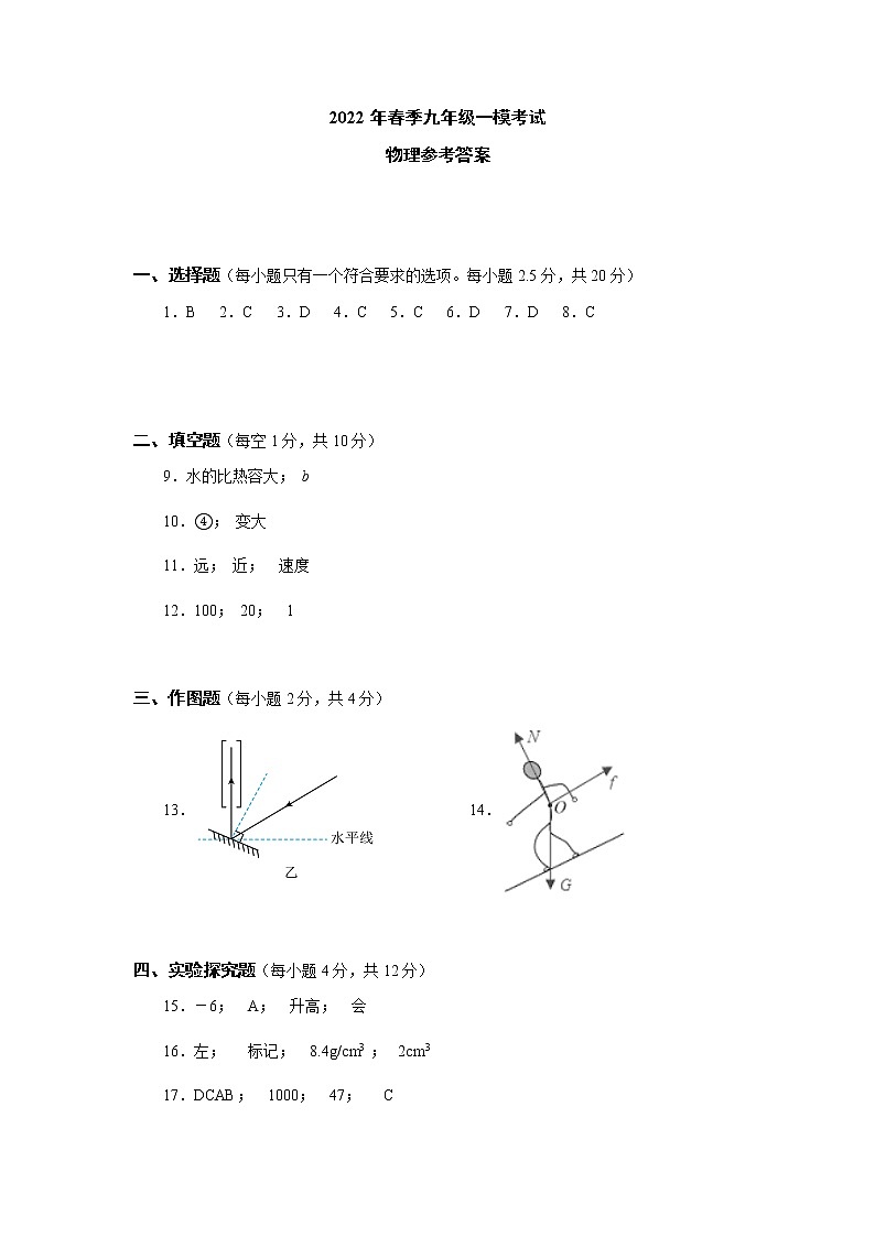 2022年湖北省黄冈市中考一模理科综合试题及答案01