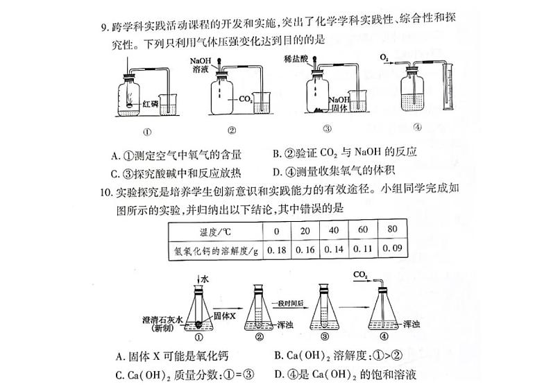 2022山西省中考信息冲刺卷 第一次适应与模拟 理科综合03