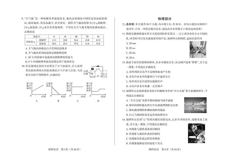 山西省2022届中考模拟理综试卷（PDF版）第2页
