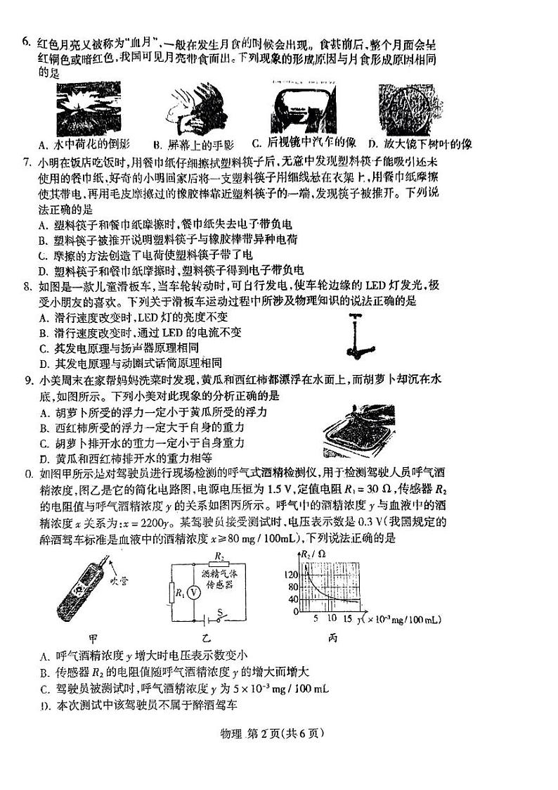 2023年山西省初中学业水平测试信息卷 理综试卷及答案02