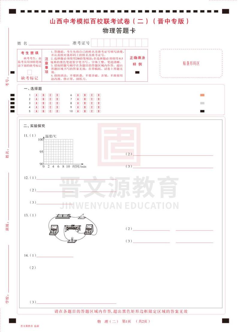 2023年山西省中考模拟百校联考二 理综试题01