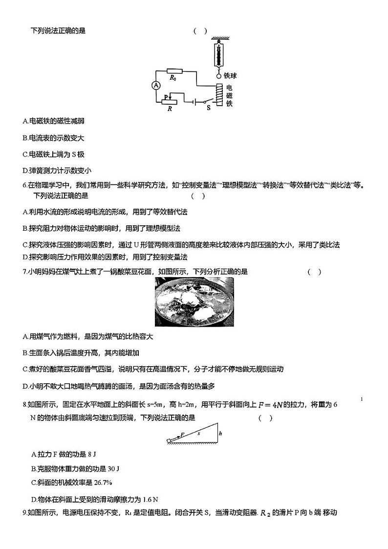 四川省广元市朝天区2024年中考二模考试理科综合试题第2页