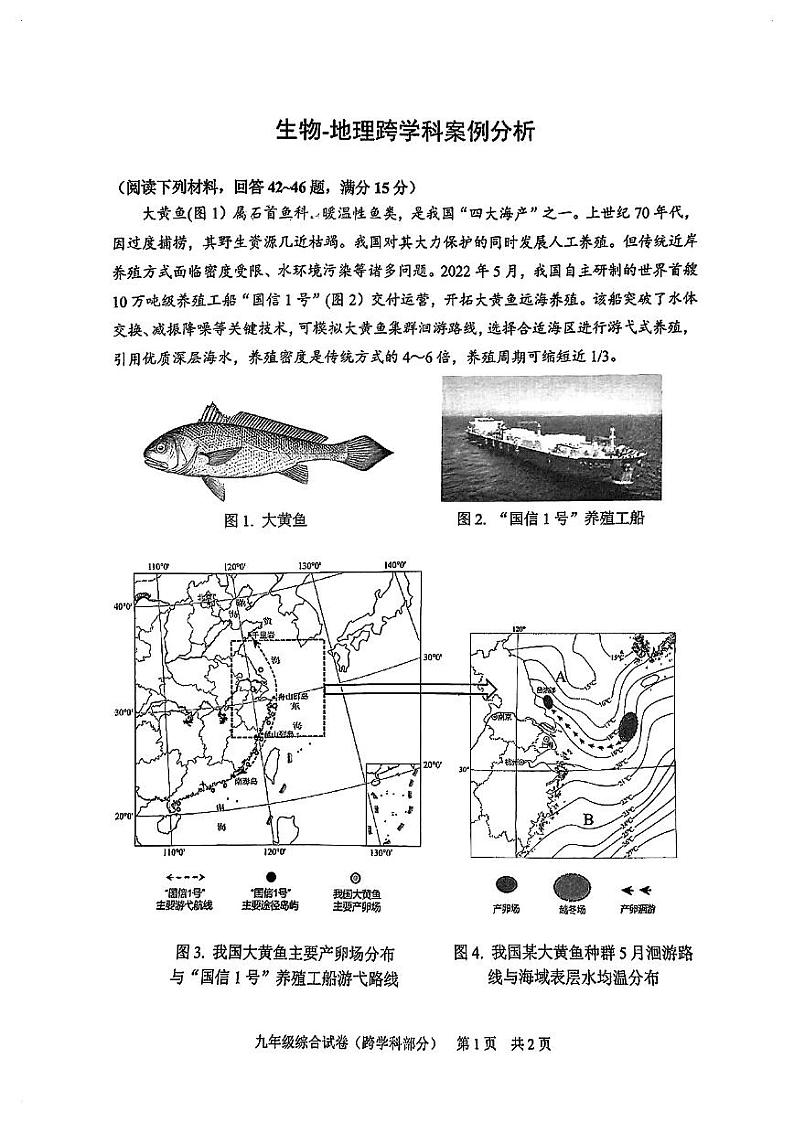 2024届静安区初三二模综合试卷（跨学科部分）无答案第1页