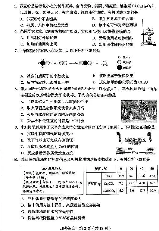 2025年山西省中考学情调研考试理综试卷试题（含答案）第2页