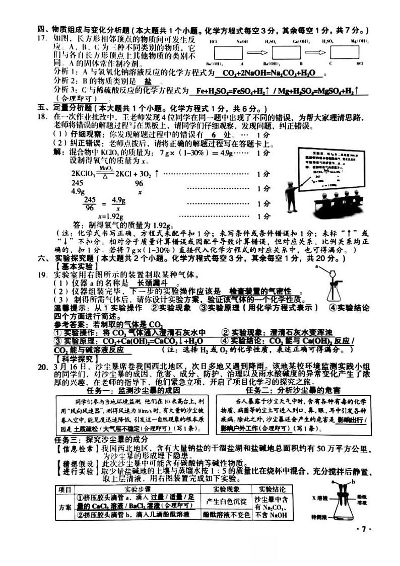 2021年山西省晋中市中考理综真题及答案（扫描版）03