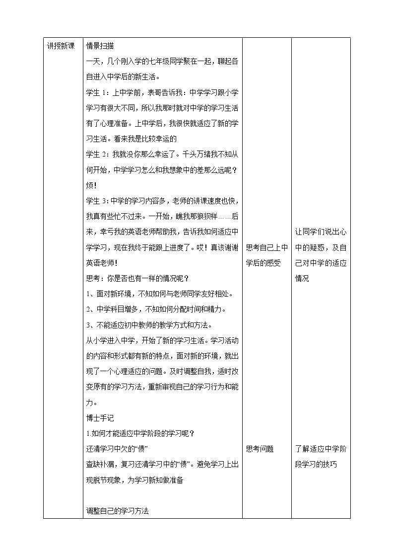 七年级心理健康第二课中学新生活 课件+教案02