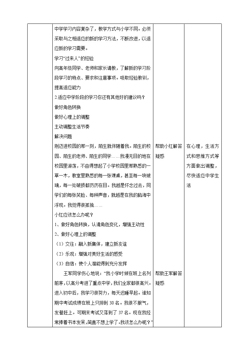 七年级心理健康第二课中学新生活 课件+教案03