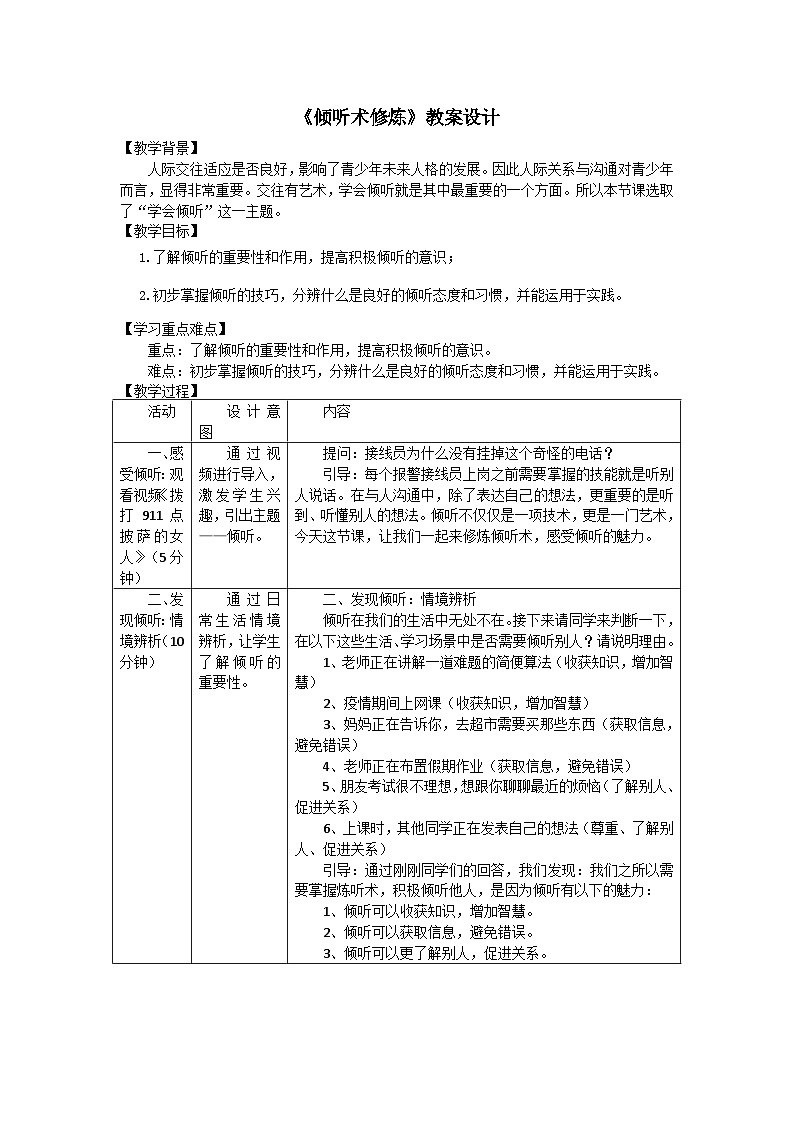 人际交往 倾听术修炼 教案第1页
