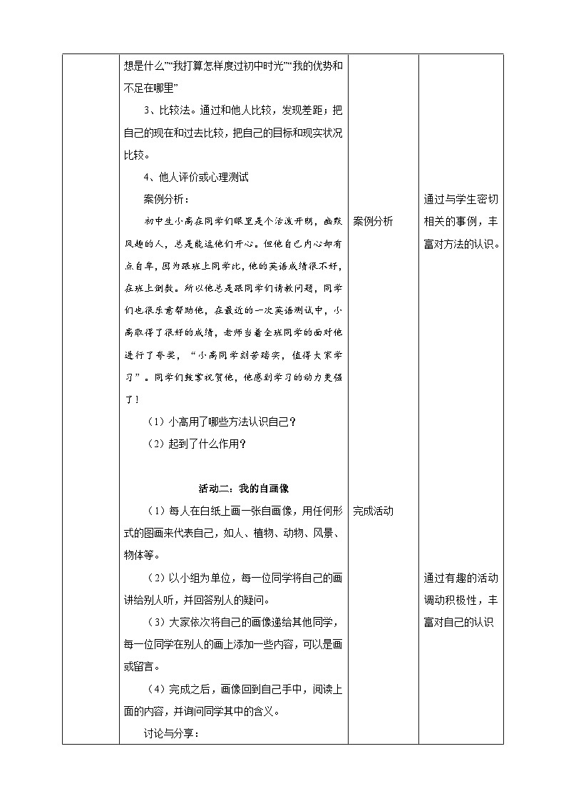 北师大版心理健康八年级第七课寻找未知的自己教案教学设计第2页