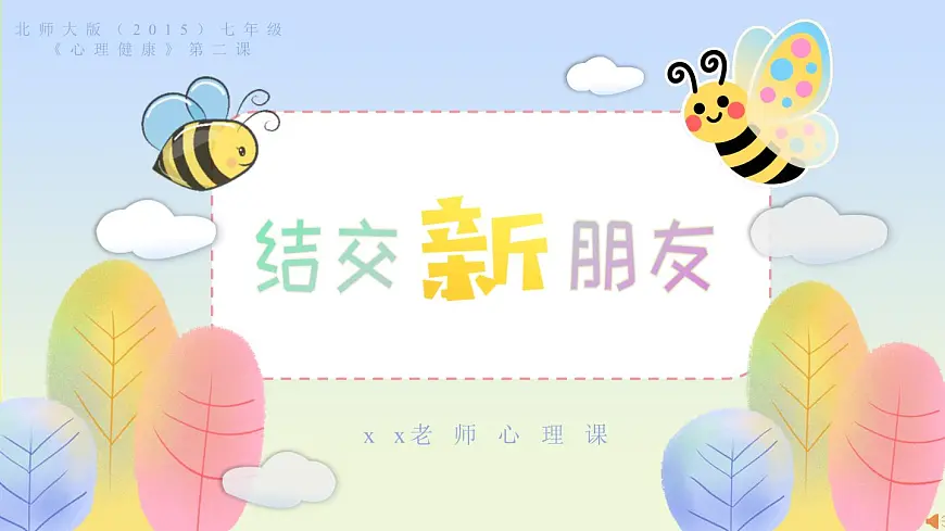 北师大版（2015）七年级《心理健康》第二课《结交新朋友》课件第1页