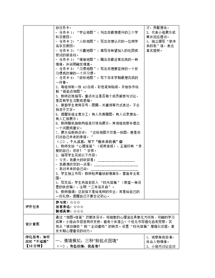 第1课 翻开新的一页　教学设计 北师大版（2015）心理健康七年级全一册第3页