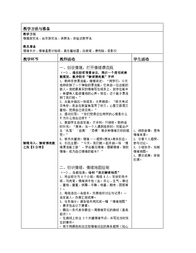 第20课 把握情绪的主旋律 教学设计 北师大版（2015）心理健康七年级全一册第2页