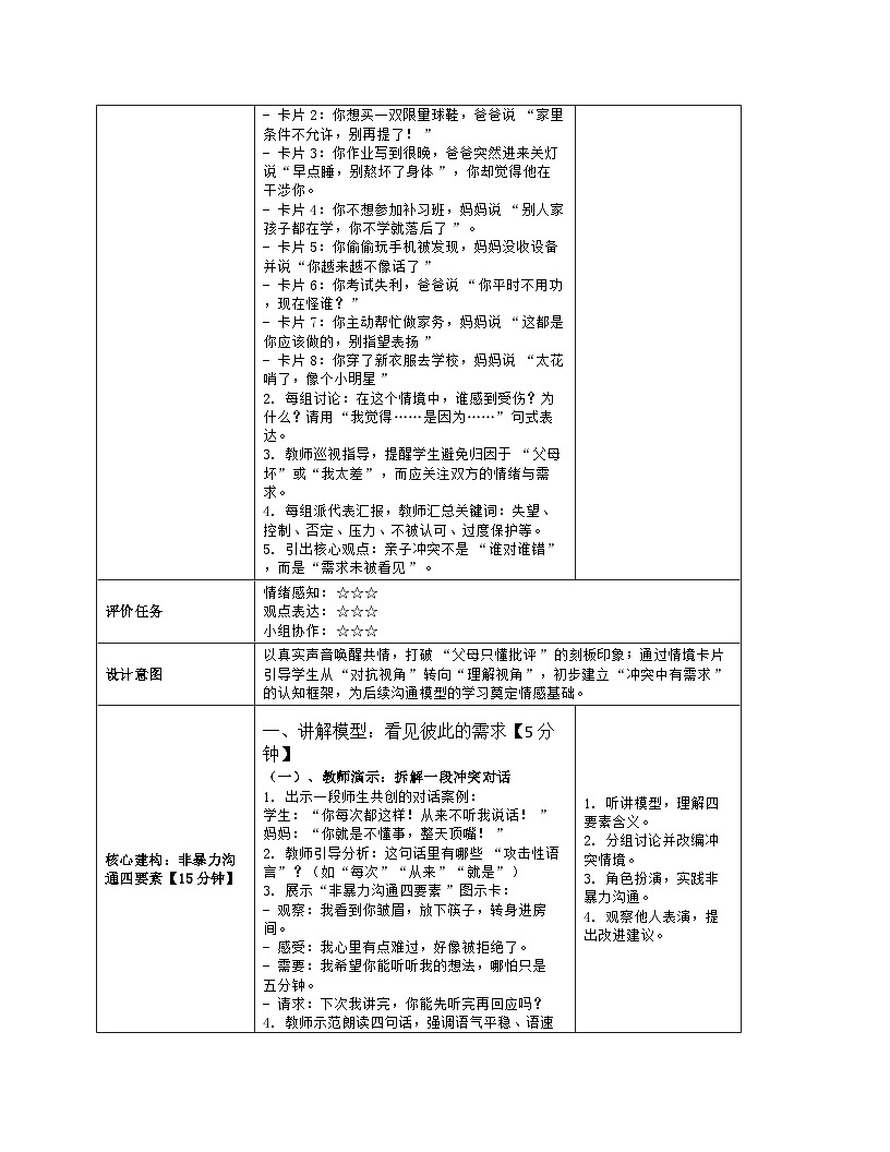 第五章 和谐人际：9.融洽与父母的关系 教学设计 2025-2026学年北师大版（2015）初中心理健康九年级全一册第3页