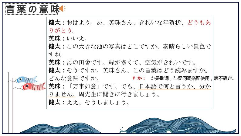 【上课必备】人教版 初中日语 八年级 第五课 会话 课件第6页