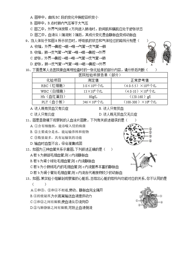 安徽省铜陵市铜官区2020-2021学年七年级下学期期末考试生物试题（word版 含答案）02