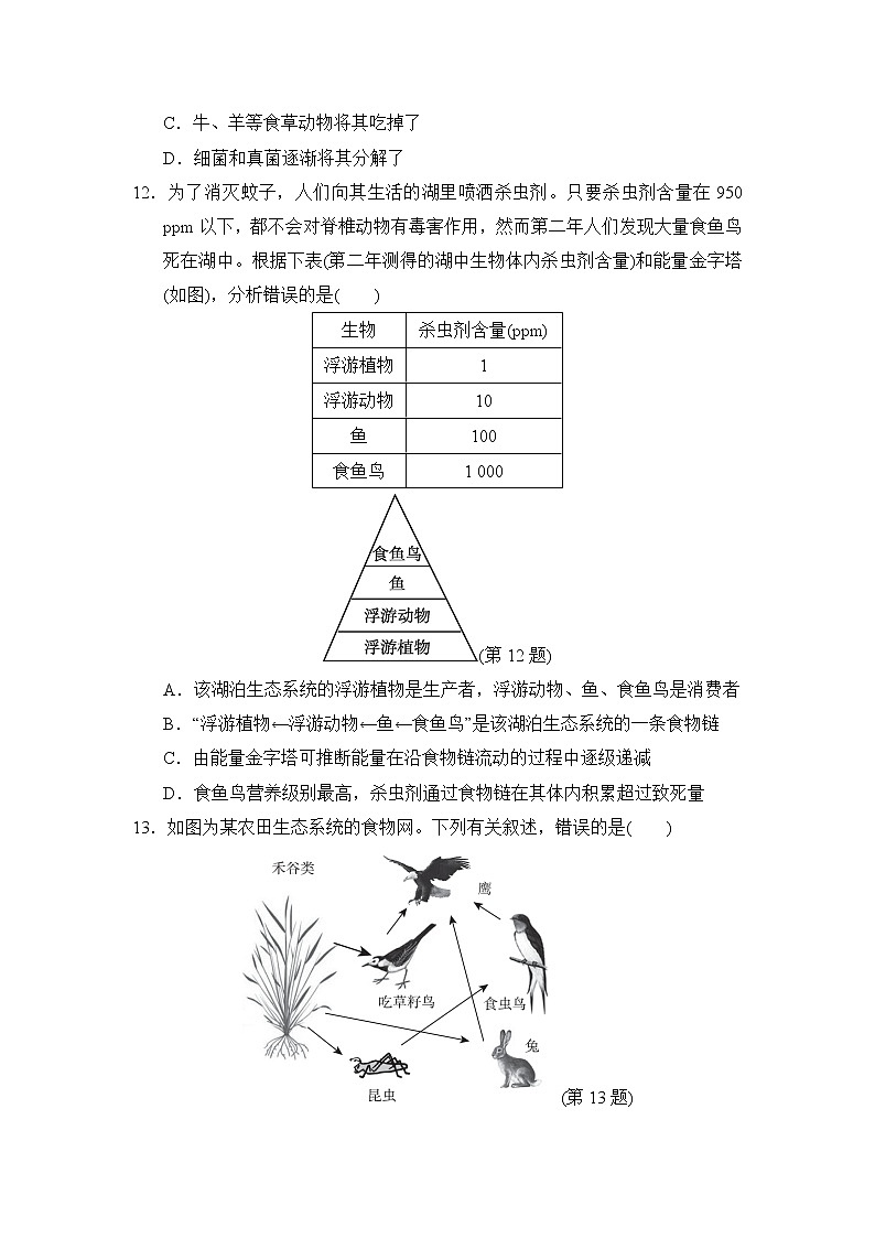 人教版七年级上册生物 第一学期期中达标检测卷03