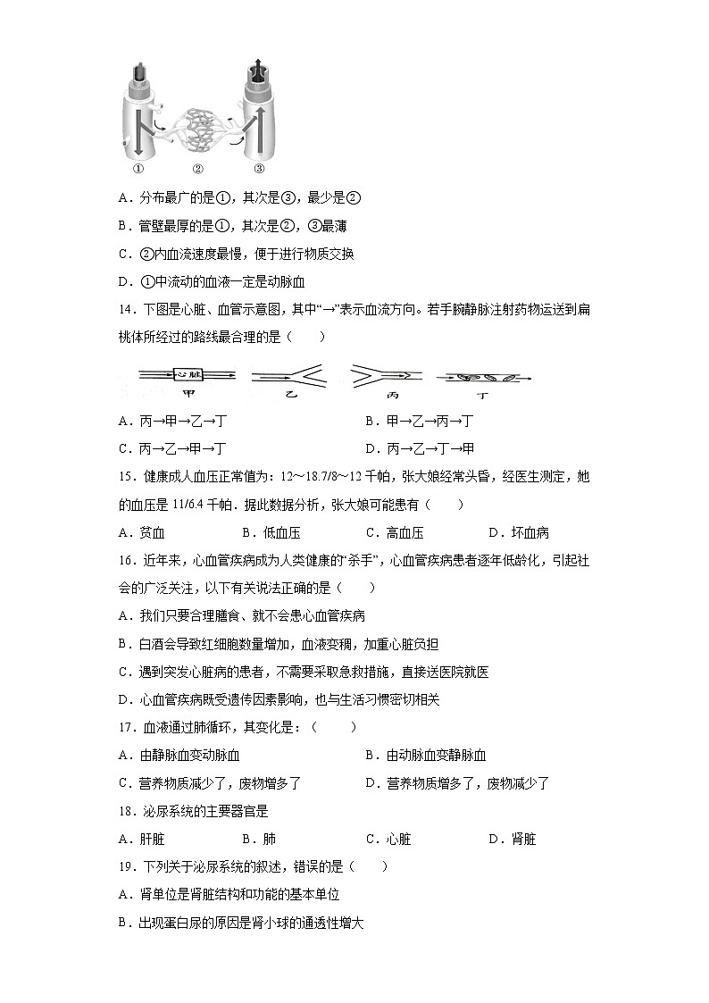 山东省菏泽市巨野县2020-2021学年七年级下学期期中生物试题（word版 含答案）第3页