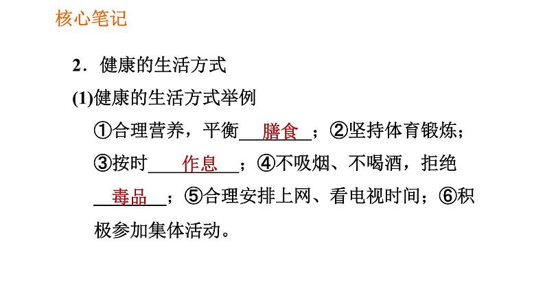 人教版八年级下册生物习题课件 第8单元 8.3.2 选择健康的生活方式第7页