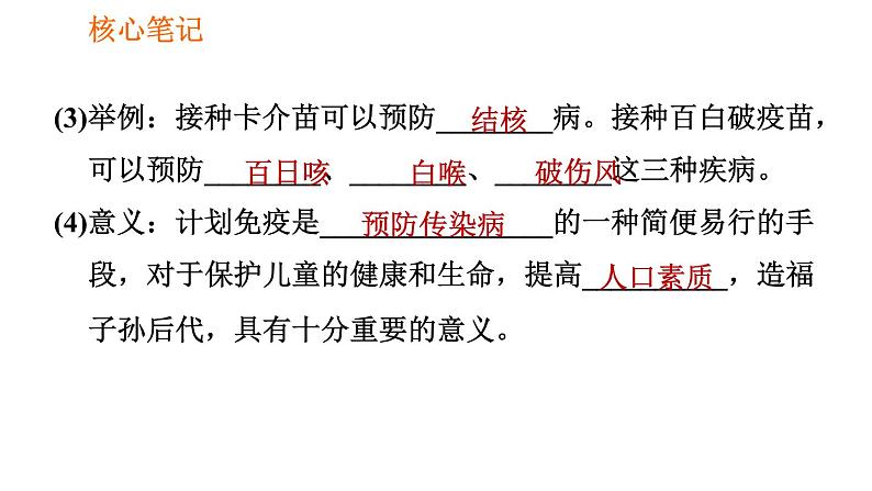 人教版八年级下册生物习题课件 第8单元 8.1.2.2 计划免疫、艾滋病第4页