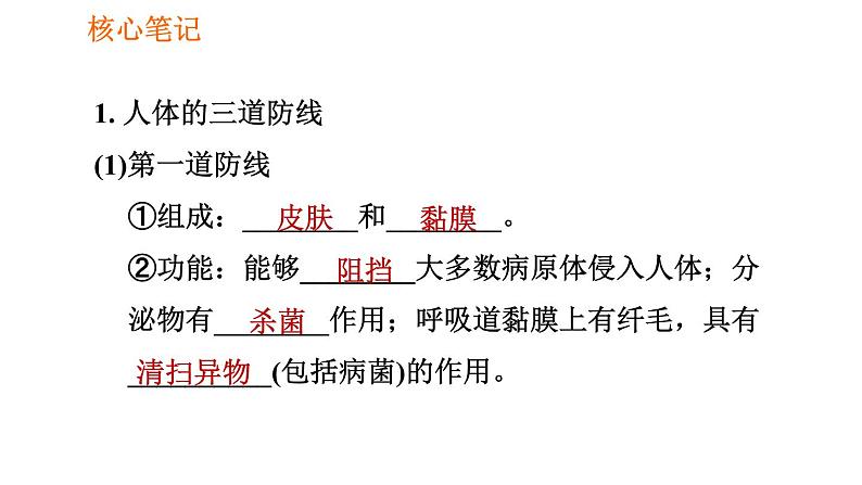 人教版八年级下册生物习题课件 第8单元 8.1.2.1 人体的三道防线、免疫的功能第2页