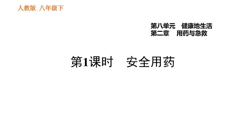 人教版八年级下册生物习题课件 第8单元 8.2.1 安全用药第1页