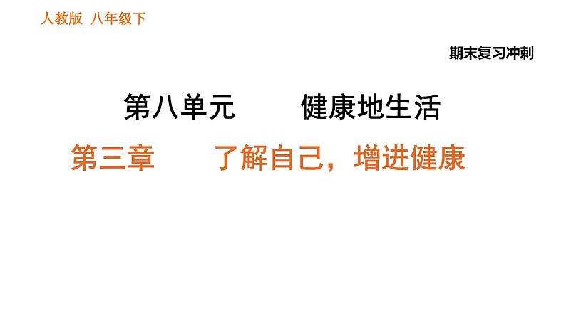 人教版八年级下册生物习题课件 期末复习冲刺 第八单元 第三章 了解自己，增进健康第1页