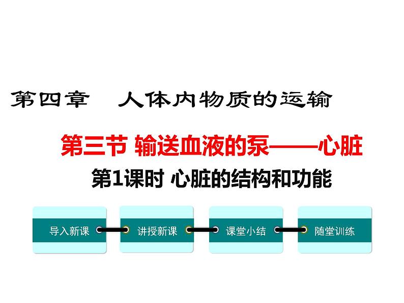 人教版七年级生物下册 第四章人体内物质的运输 第1课时 心脏的结构和功能课件PPT第1页