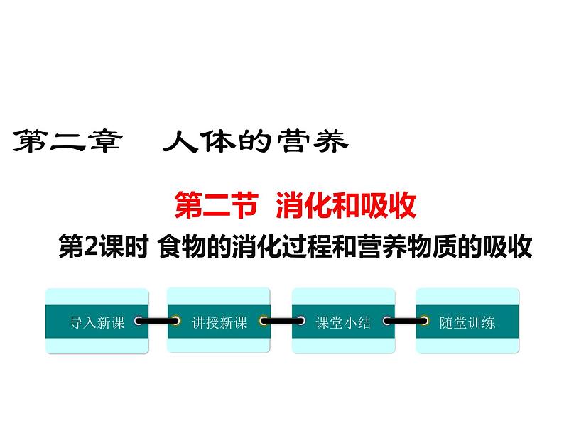 人教版七年级生物下册 第二章人体的营养 第2课时 食物的消化过程和营养物质的吸收课件PPT第1页