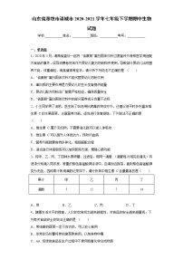 山东省潍坊市诸城市2020-2021学年七年级下学期期中生物试题（word版 含答案）