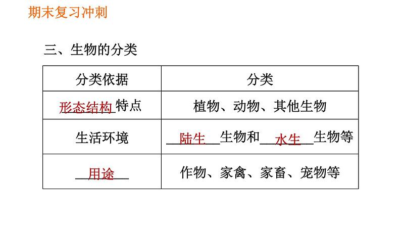 人教版七年级上册生物 期末复习 习题课件06