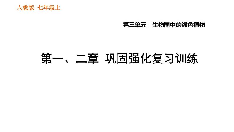 人教版七年级上册生物习题课件 第3单元 第一、二章巩固强化复习训练001