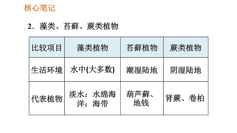 人教版七年级上册生物习题课件 第3单元 3.1.1 藻类、苔藓和厥类植物003