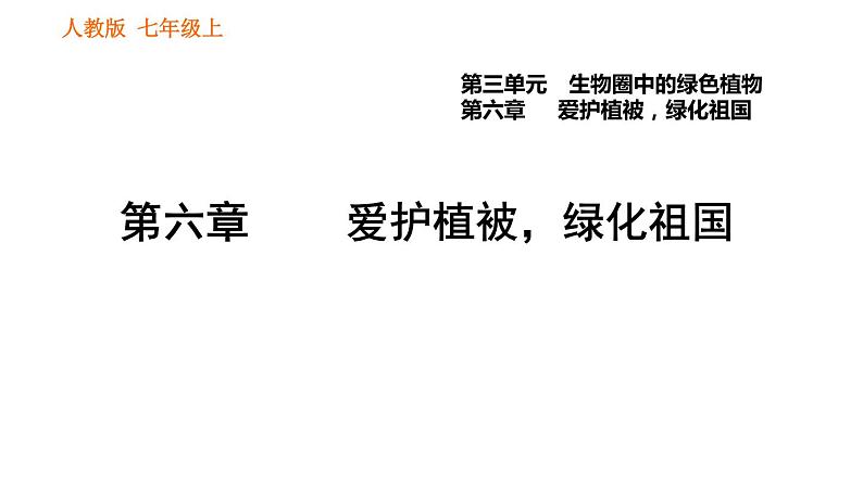 人教版七年级上册生物习题课件 第3单元 3.6 爱护植被，绿化祖国第1页