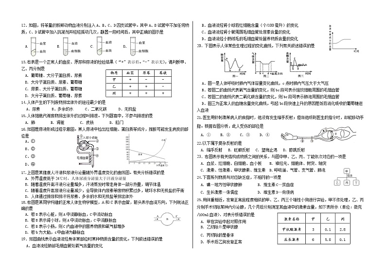 山东省临沂市蒙阴县2020-2021学年七年级下学期期末生物试题（word版，有答案）02