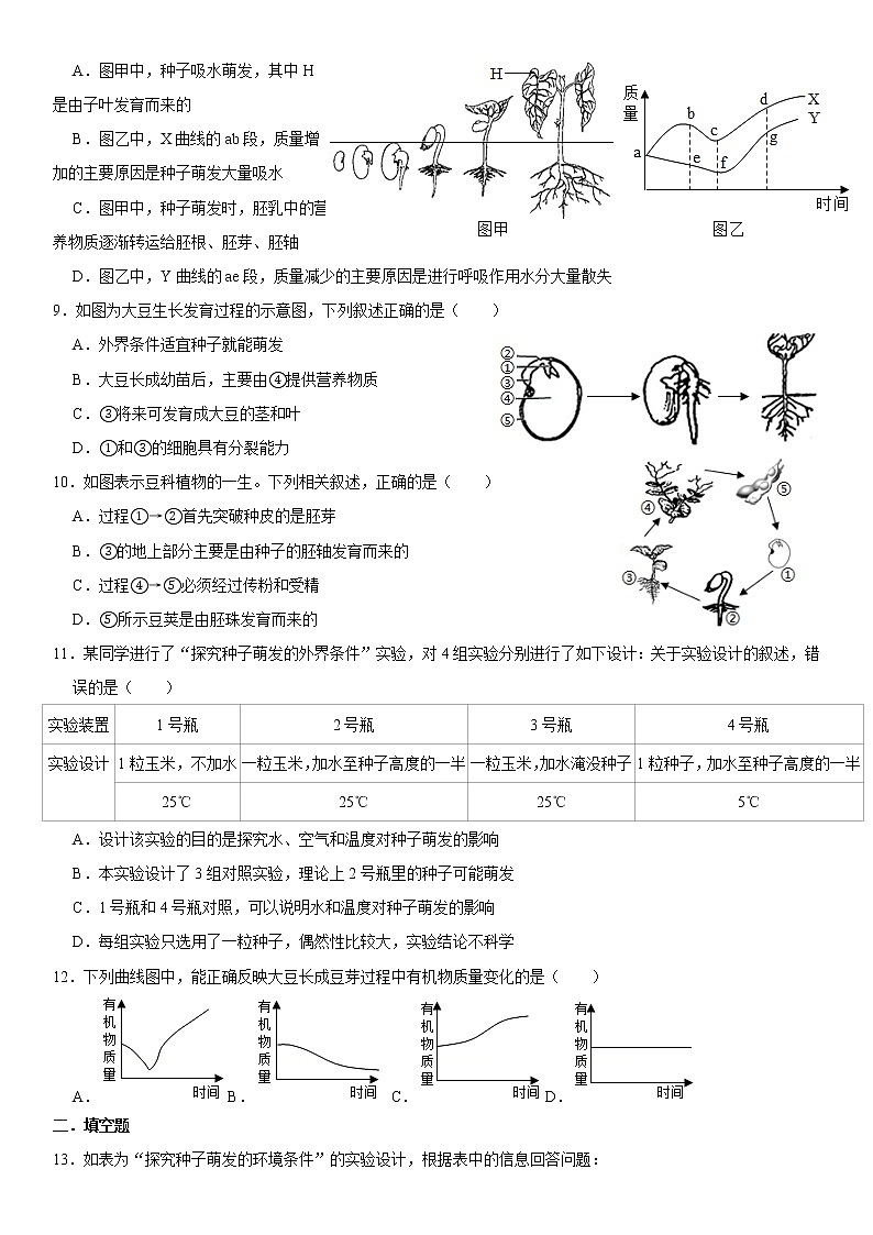 4.1.4 种子的萌发 同步练习（含答案）02